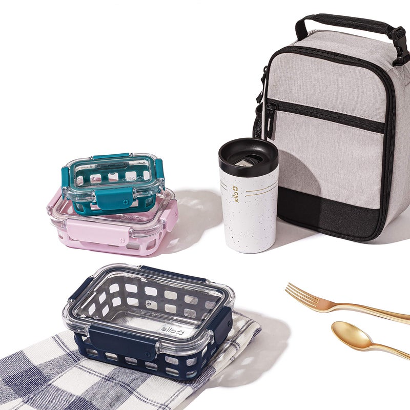 Ello Duraglass Meal Prep Container, 5 cup- Glass Food Storage Container with Silicone Sleeve and Airtight BPA-Free Plastic Lid, Dishwasher, Microwave, and Freezer Safe, Midnight - Image 4